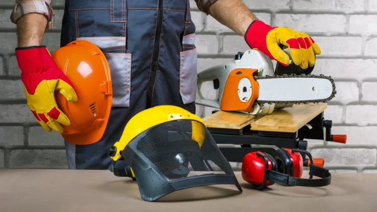 Construction safety gear and chainsaws