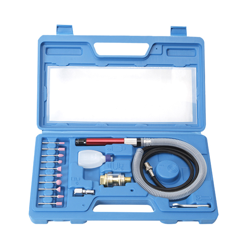 YM6114 Pneumatiese graveur 54,000 RPM stel van 10 spuitpunte, 3 mm mini grinder in’n geval