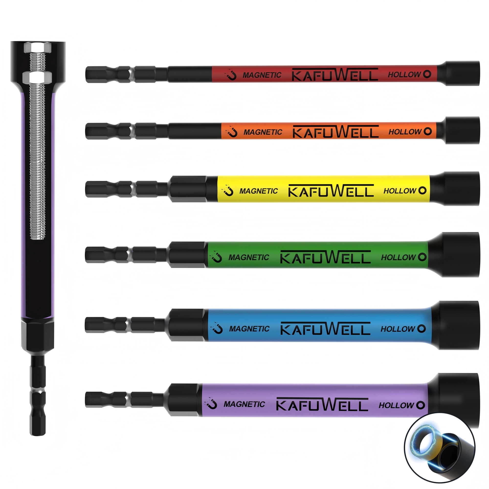 SS3802B-YMX-CA 6 stuks 1/4 “160mm Verlengde Kopstel Met Magneet (1/4″-9/16”)