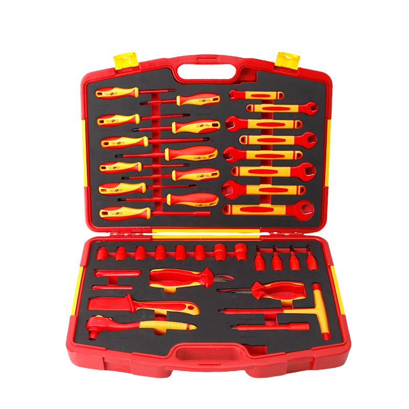 S6117A 39-stuk Geïsoleerde VDE Gereedskapstel, vir elektrisiën, rooi-geel, 5,46 kg